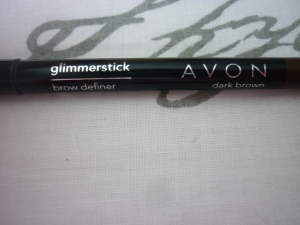 Avon's glimmerstick brow definer in dark brown.